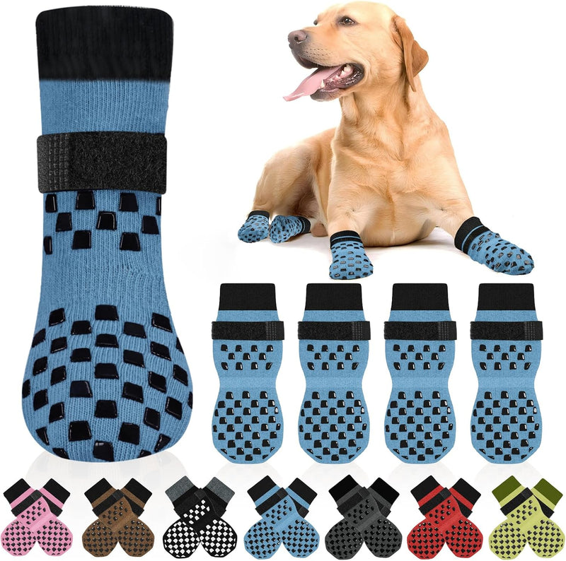 Anti Slip Dog Socks to Prevent Licking Paws - Blue / S(Pack of 4)