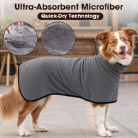 Microfiber Dog Bathrobe, Super Absorbent Dog Drying Coat – Essentials for Dogs - Black / XX-Large - image 4