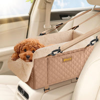 QUMY Middle Center Console Dog Car Seats for Small Dogs Up to 11lbs - Khaki