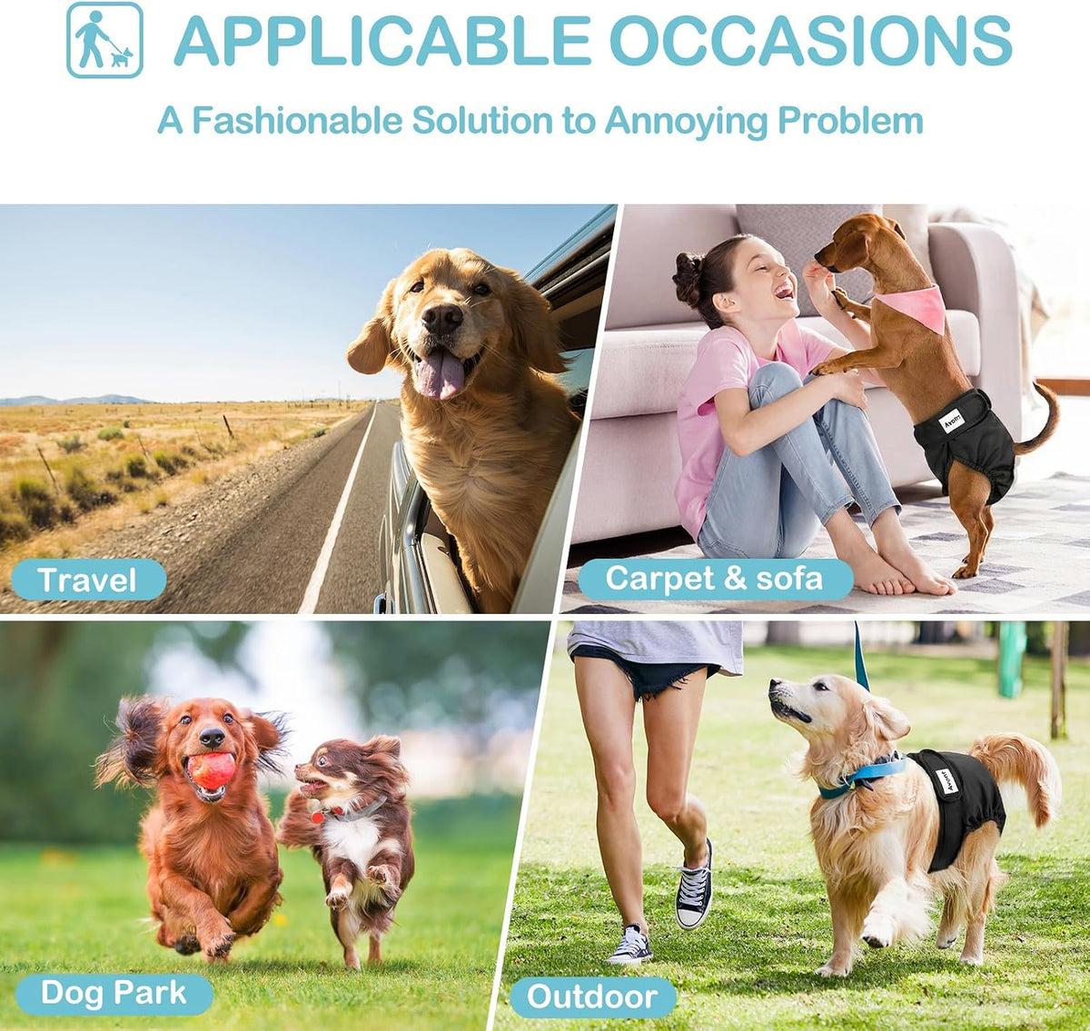 Avont 3 Pack Reusable Dog Diapers - Pure Color - 3 Black / S - image 4