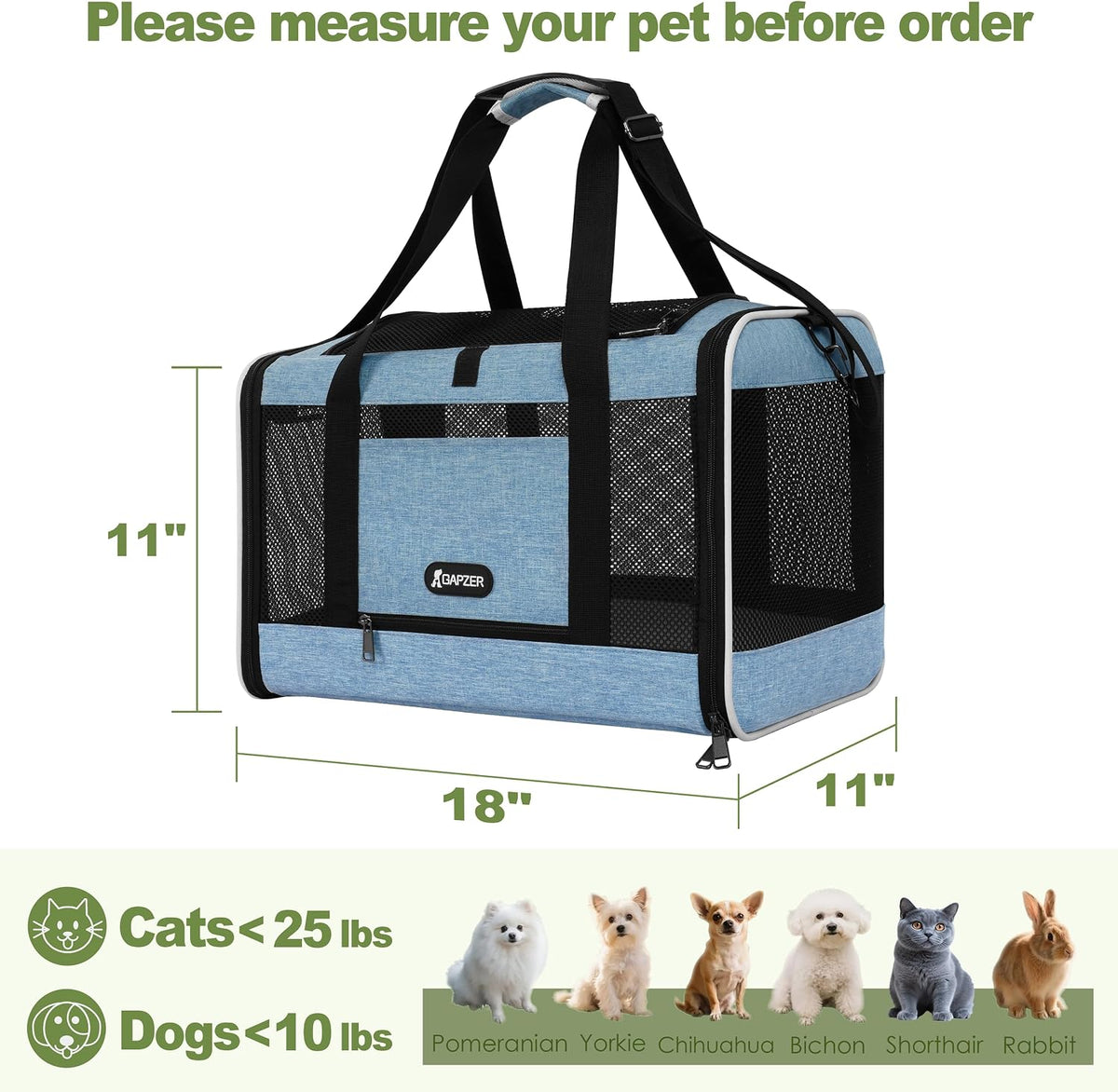 Cat Carrier 18x11x11 Top Load - Blue / 18.0"L x 11.0"W x 11.0"H - image 2