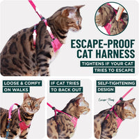 Houdini Escape Proof Cat Harness and Leash – Essentials for Cats - Pink / XL - image 2