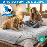 PetAmi Waterproof Dog Cooling Mat Pet Pad for Crate Couch Bed - Light Grey / X-Large (60x80) - image 2