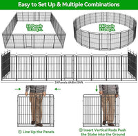 Dog Playpen Outdoor 24 Piece Panels Heavy Duty Dog Fence 32" Height with Thick Pipe Anti-Rust with Doors Portable for RV Camping Yard, Total 54FT, 227 Sq.ft, Snowy Black