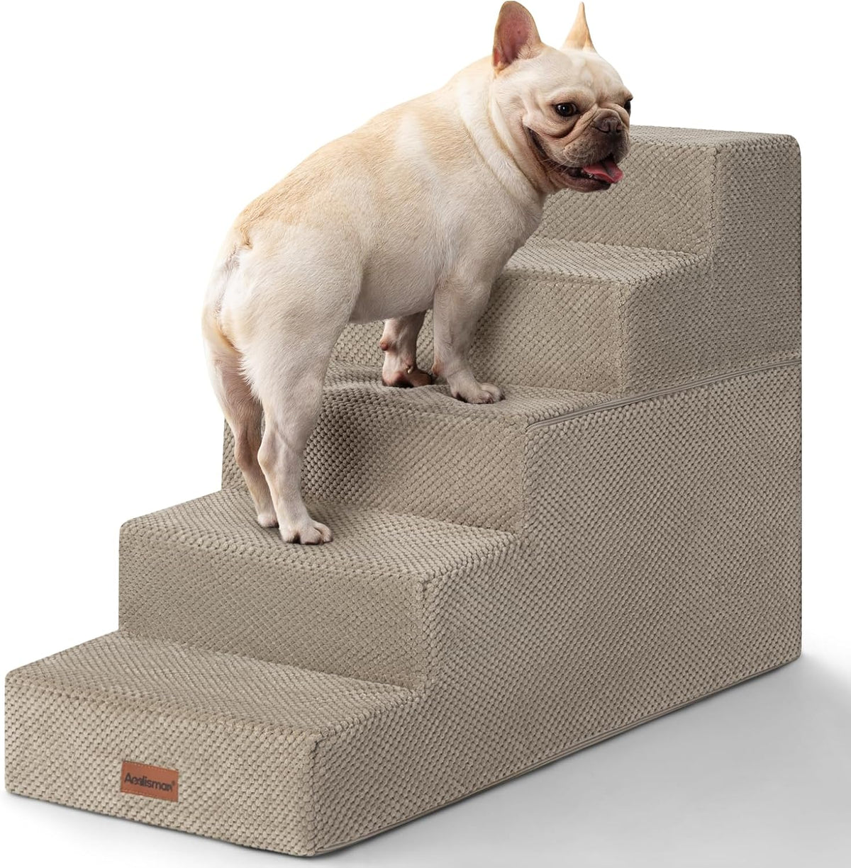 Dog Stairs for Small Dogs & Cats - Khaki / 5-Step 22.6" H