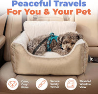 Best Pet Supplies Elevated Dog Car Seat for Small Dogs - Booster (Brown) / 21" x 20" x 14" - image 2