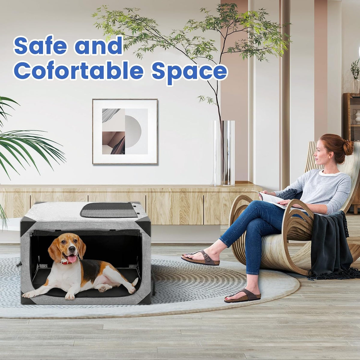 Dog Crate, Portable and Foldable Design of Dog Cage - Grey / 36.0"L x 25.0"W x 25.0"H - image 2