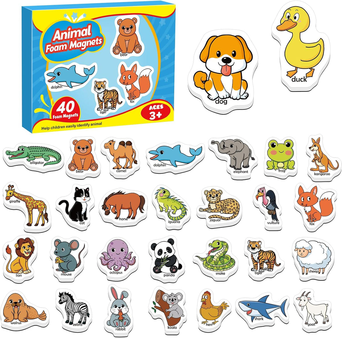 Kasfalci CVC Word Magnets for Toddlers 1-3 - Animal