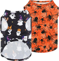 CuteBone Dog Shirts 2-Pack Soft Pet Clothes Breathable Summer Vest - X-Large / BOO&spider