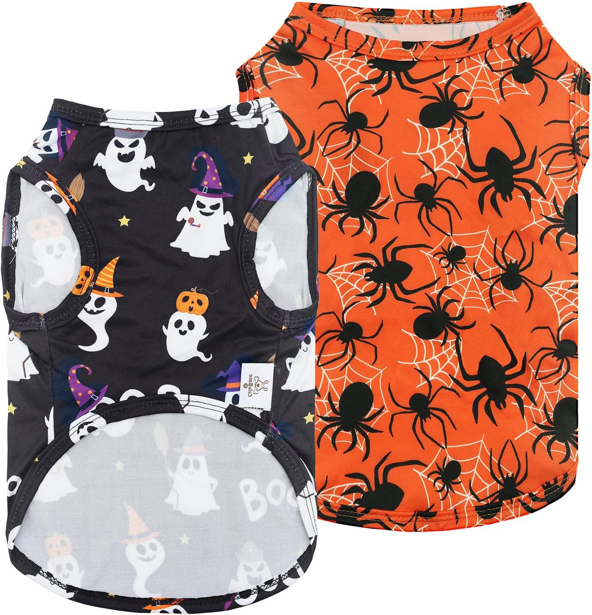 CuteBone Dog Shirts 2-Pack Soft Pet Clothes Breathable Summer Vest - X-Large / BOO&spider