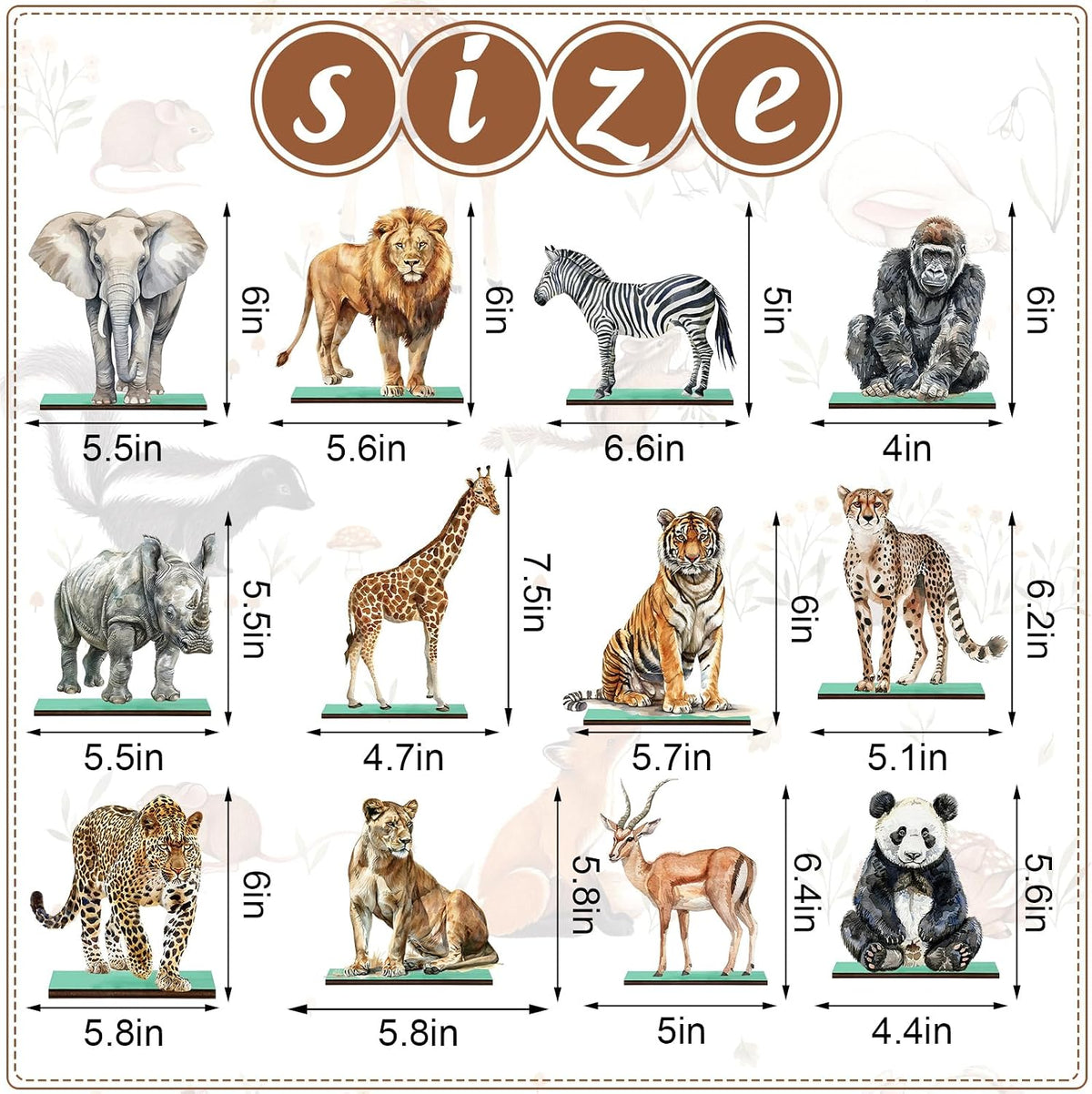 FYSUIMU woodland animal table centerpieces, 12 painted wooden signs standing in matching bases - view 6
