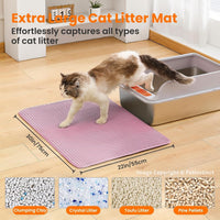 Cat Litter Mat, Double Layer Honeycomb Litter Box Mat – Daily Care for Cats - 30x22 Inches / Pink - image 2