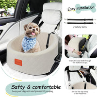 Lealchum Dog Car Seat for Small Dogs Up to 30 Lbs with 2 Safety Dog - Beige / Small - image 4