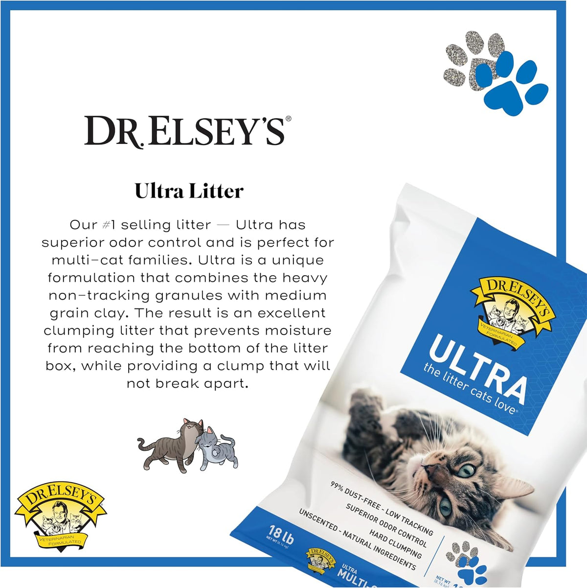 Dr. Elsey's Ultra UnScented Clumping Clay Cat Litter – Daily Care for Cats - 18 lb - image 3