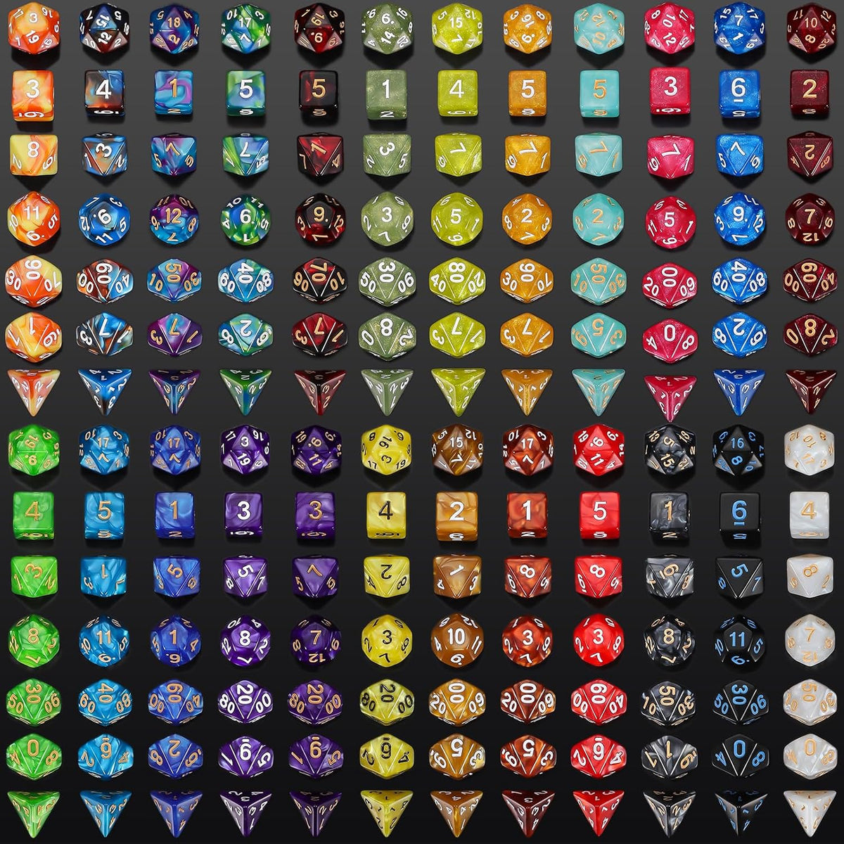 QMay 7 Sets Polyhedral Dice - 25 Colors (175pcs) - image 2