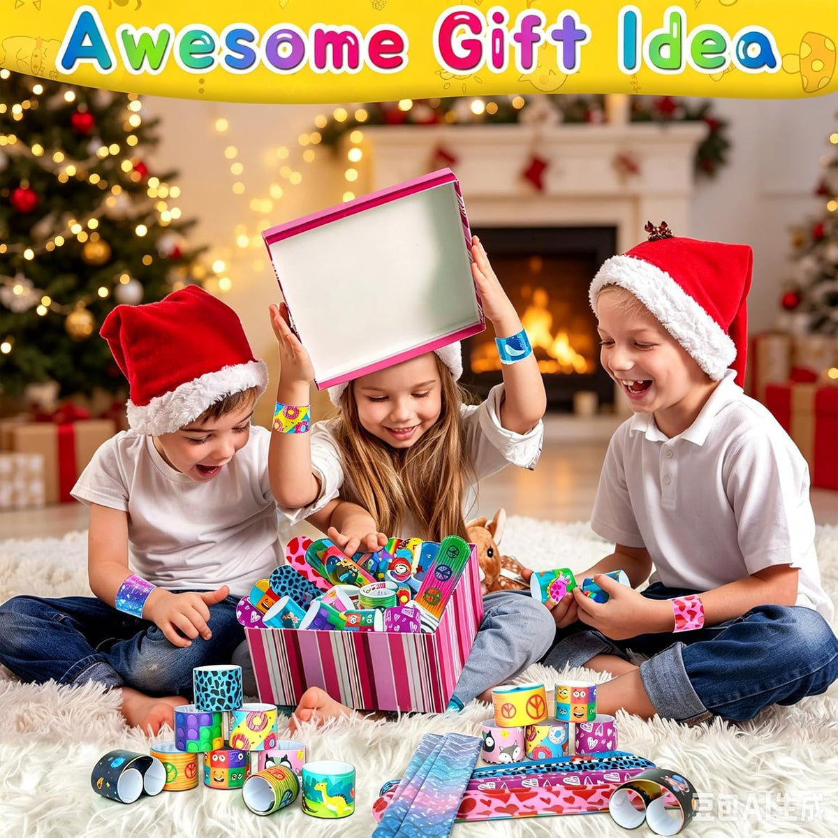 48Pcs Holiday Bracelets Party Favors for Kids Slap Bracelets Holiday - various styles - image 4