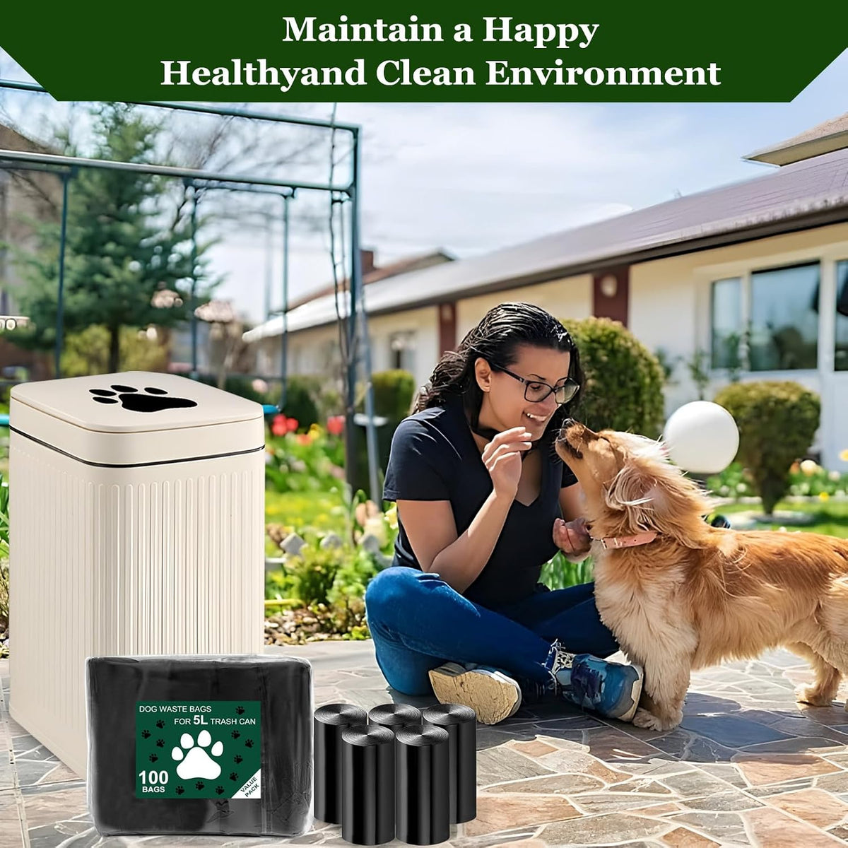 Dog Waste Bags - 100 Pcs Dog Poop Bags for 5L Dog Poop Trash Can Outside – Essentials for Dogs - 1 Count (Pack of 100) - image 2