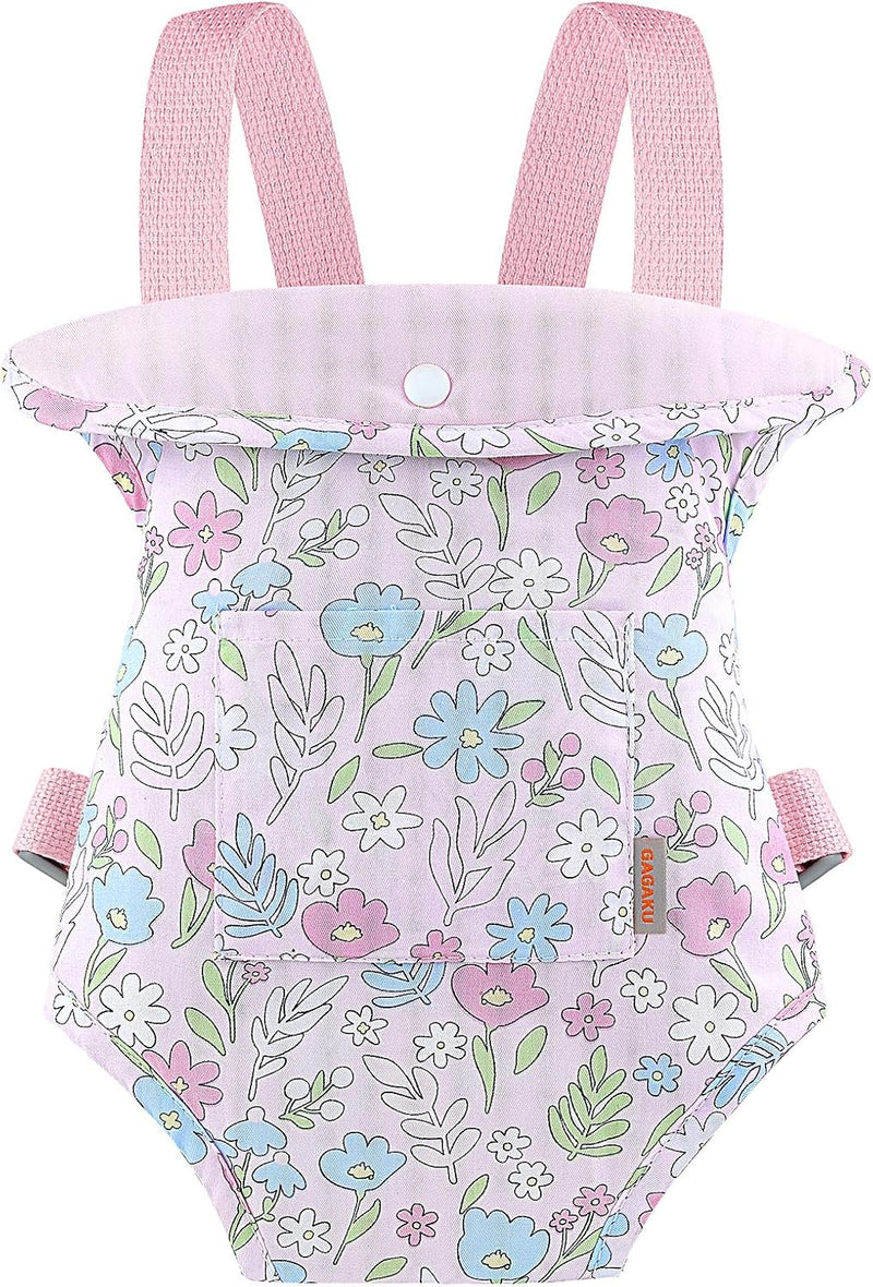 GAGAKU Baby Doll Carrier, Toy Baby Carrier for Dolls - Pink_colorful Flowers