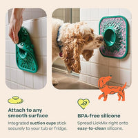 WOOF LickMat - Easy-to-Clean Lick Mat for Dogs - Slow Feeder Mat with Non-Slip Design - BPA-Free Silicone Lick Mat - Interactive Dog Toys - Green