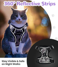 Cat Harness and Leash Set, Escape Proof Kitten Harness, Black - H604 Pro Moonlight Meow / Small (7-12lb) - image 4