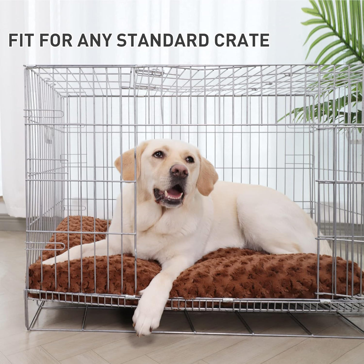 KSIIA Washable Dog Bed Medium Size Dog Crate Bed Plush Pet Mat - Brown / 35.0"L x 23.0"W x 3.5"Th - image 3