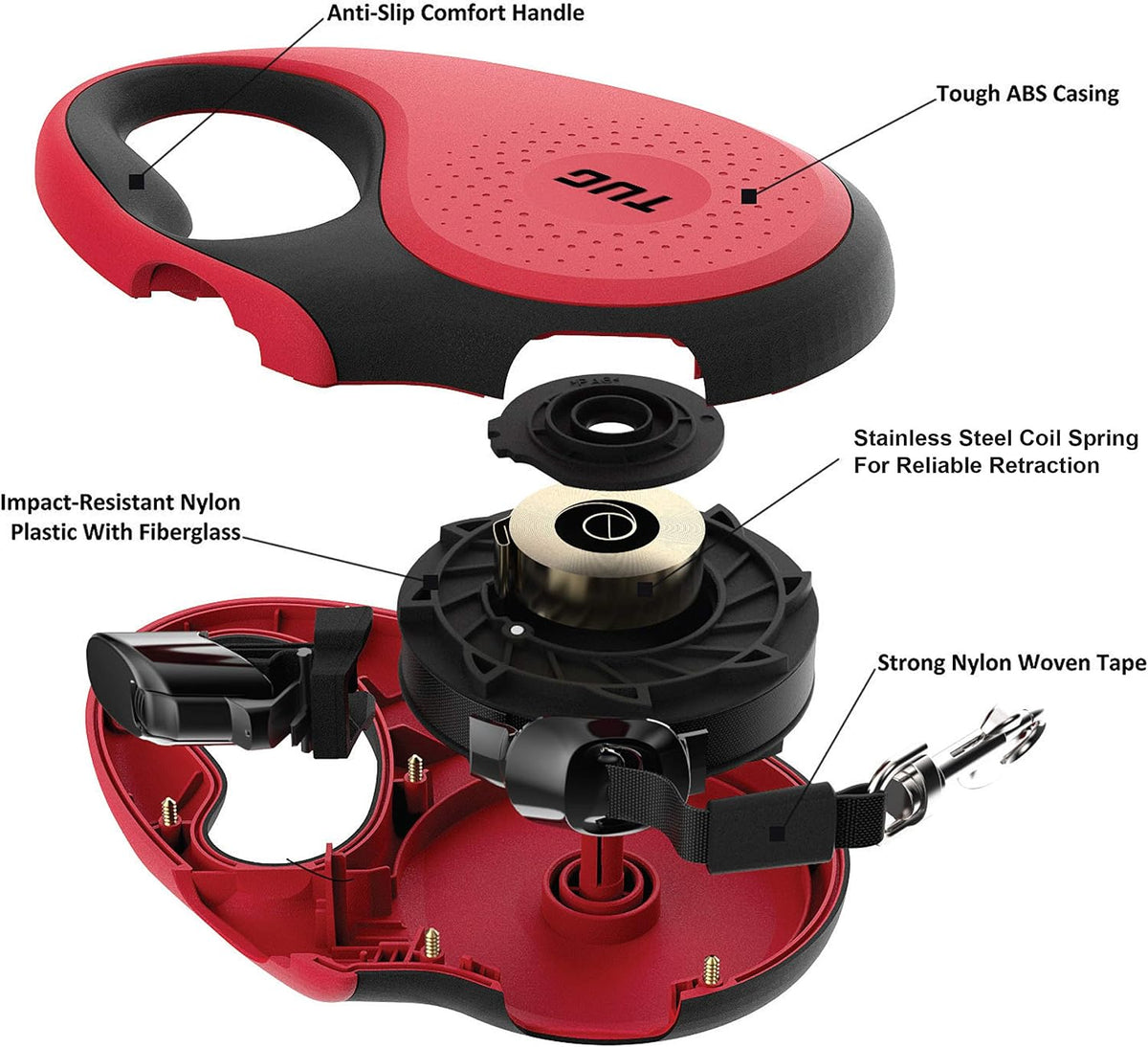 TUG Original Retractable Dog Leash - Red / Large - image 3