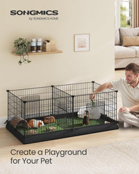 SONGMICS Pet Playpen, Small Animal Cage – Essentials for Small Pets - Black / 48.4"L x 24.8"W x 18.1"H / 7 Panels with Bottoms - image 3