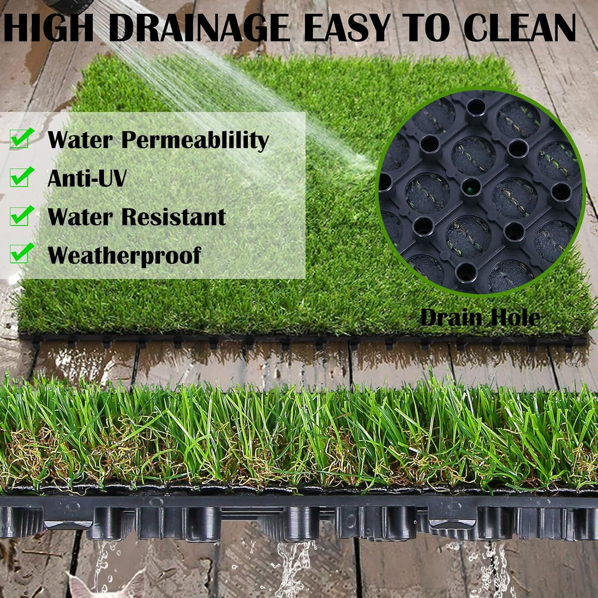 Interlocking Fake Grass Tiles Pad for Dogs Potty Training - 6 / Plastic - image 4