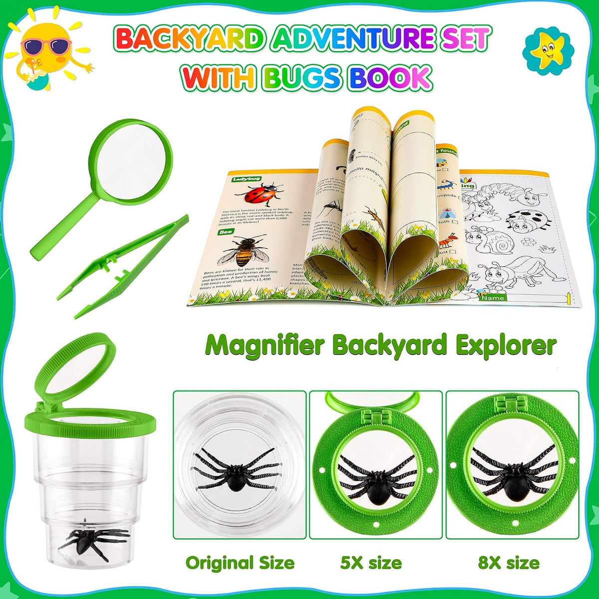 INNOCHEER Kids Explorer Kit & Bug Catcher Kit & Safari Costume Kit - Camouflage Green - image 4