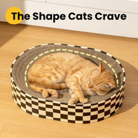 Conlun Oval Cat Scratcher Bed - Checkerboard / Medium (16.9"L x 12.9"W x 3.5"Th) - image 4