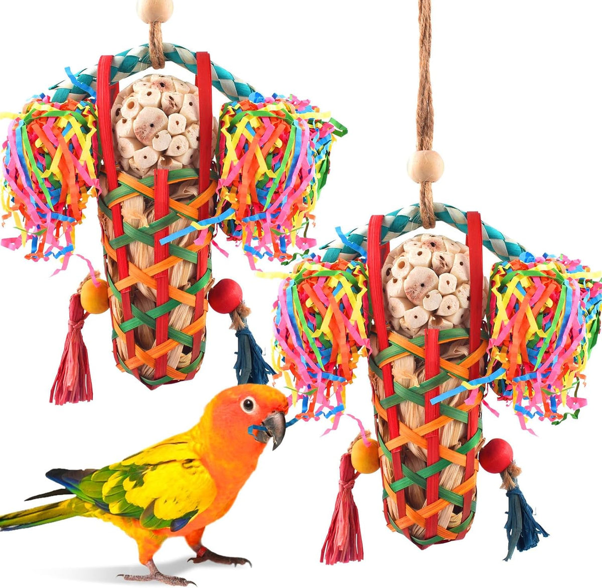 KATUMO Bird Toys Parakeet Toy Cockatiel Shredding Toys Conure - 2 Pcs