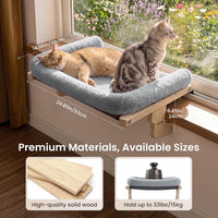 Pecute Cat Windowsill Perch, Cloud-Soft Cat Bed with Wood Frame - Grey / 24.8" x 14.9" - image 3