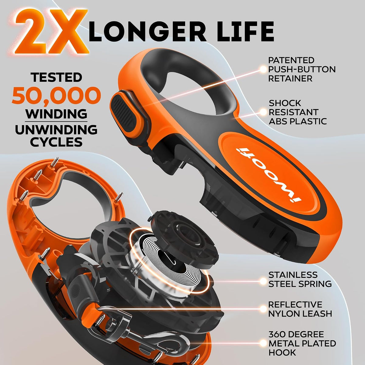 Retractable Dog Leash 16.4 ft, 360° Tangle-Free Design - image 2