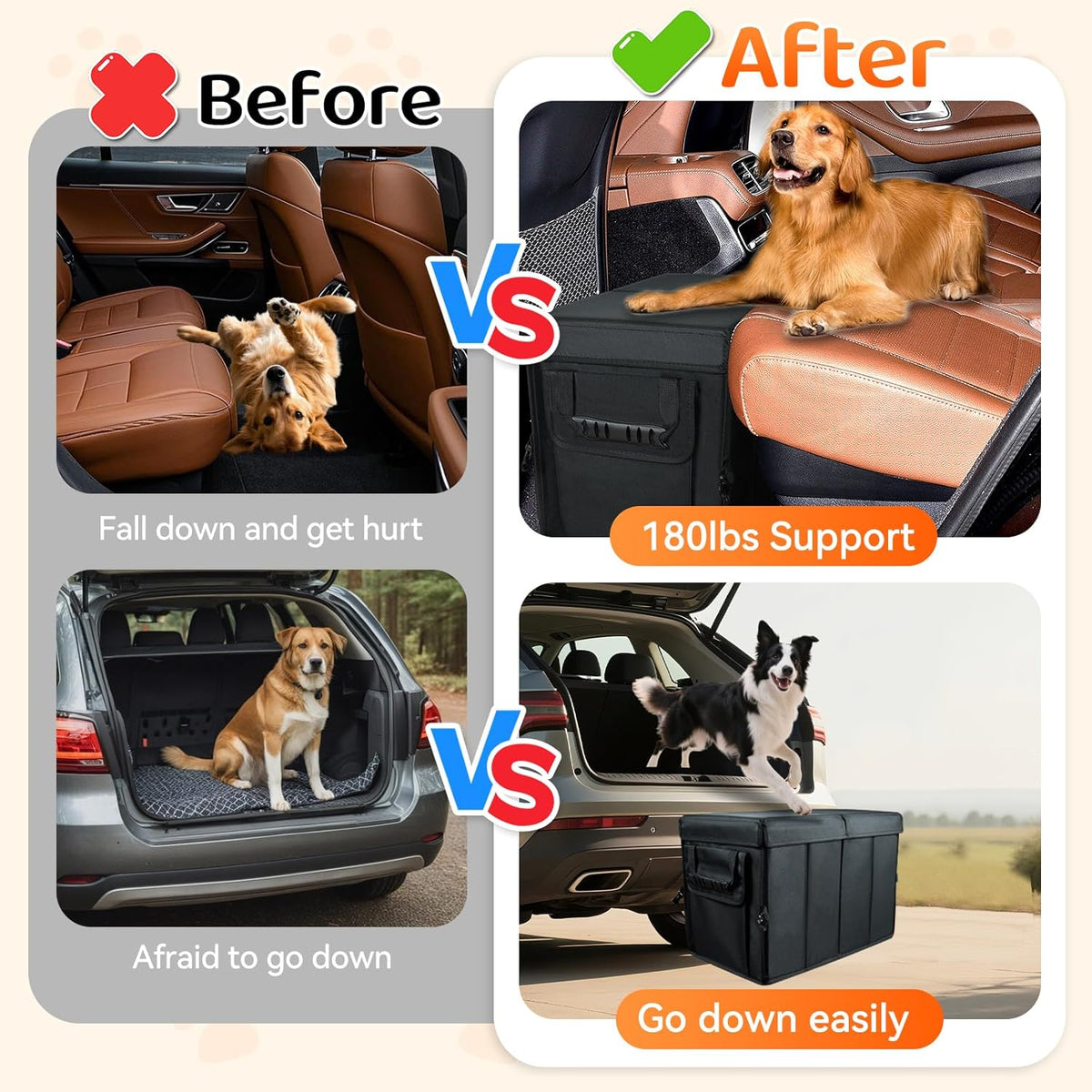 Car Seat Extender for Dogs - Black-M-19 x 11x 13.3 in-(up to 200LBS) - image 3