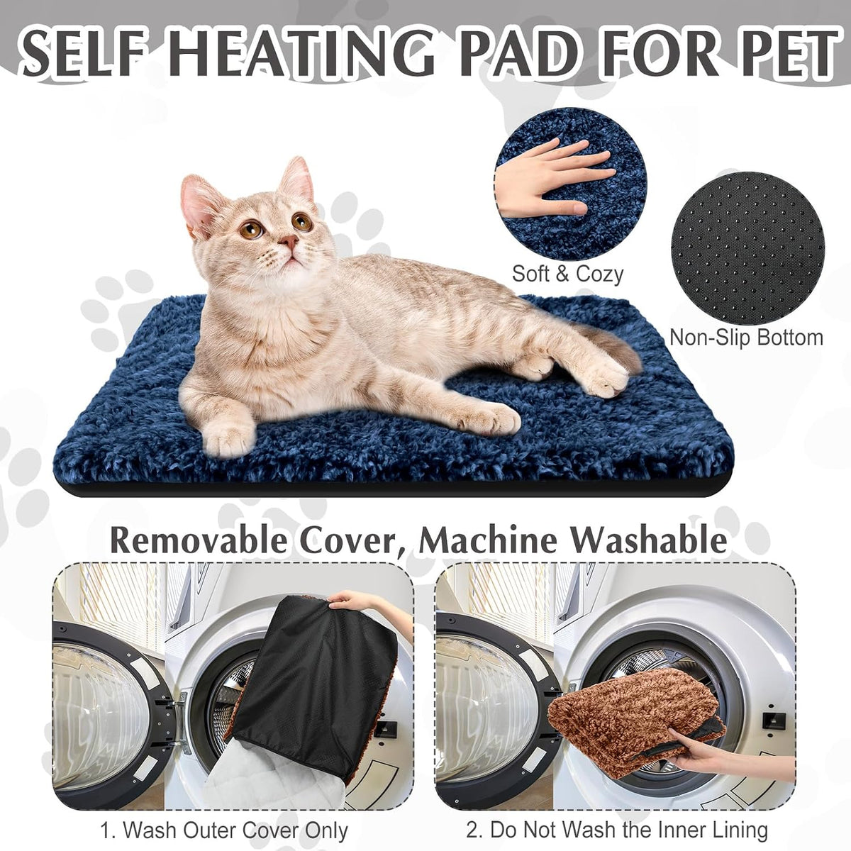 Drydiet 4 Pack Self Warming Cat Mat for Pets - 16 x 20 Inch / Mix / Solid - image 3
