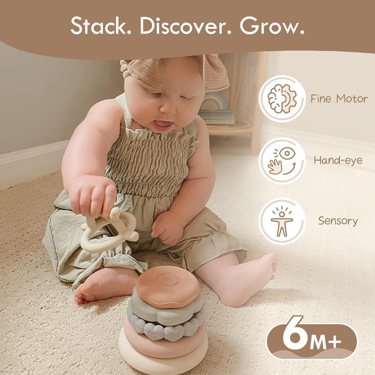 Moonkie Stacks of Circles Soft Teething Toy - multicolored - image 4