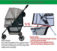 ROODO Escort 3 Wheel Dog Cat Pet Stroller for Small/Medium Dogs Cats Best Lightweight Foldable Portable Compact Jogger All Terrain Travel Pet Gear System Puppy Doggie Bunny Kitty Stroller(Grey)