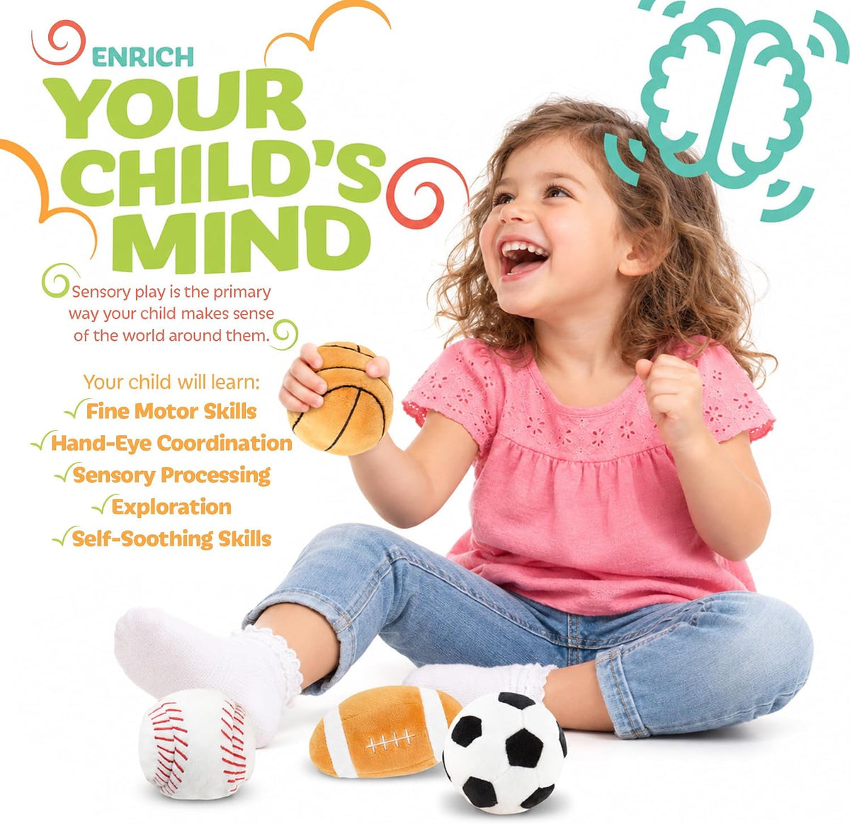 Kidaddle Kid's First Sports Bag with plush football, soccer ball and baseball toys - view 4