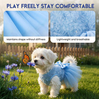 ASENKU Dog Dress Pet Wedding Dress Puppy Birthday Party Outfit - Blue / XX-Small - image 3