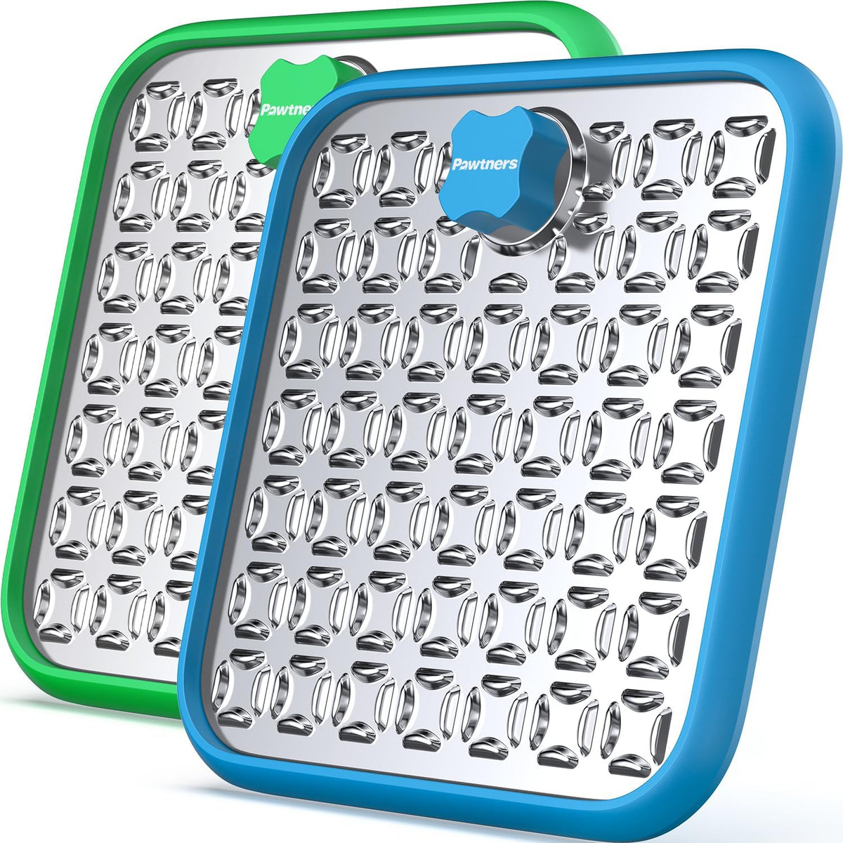 Stainless Steel Large Lick Mat for Dogs - blue+green / 2pack