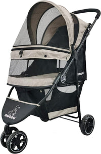 ROODO 3 Wheel Dog Pet Cat Stroller Best Lightweight Foldable Compact - Light khaki