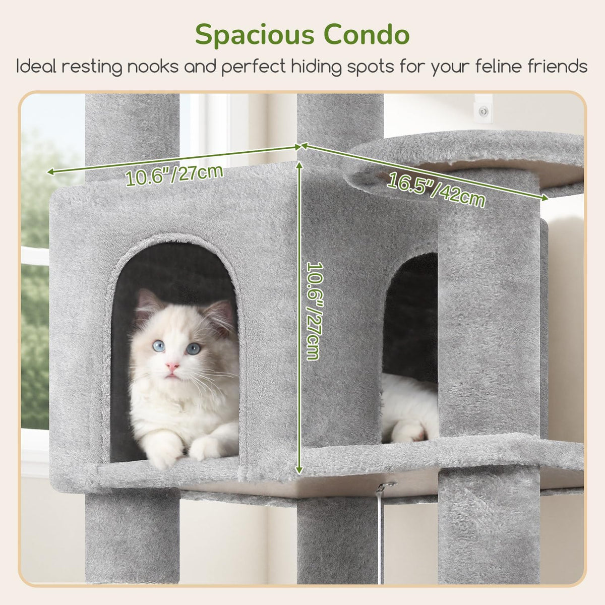 Globlazer 65in Sturdy Cat Tree Tower for Indoor Large Cats, S65 - 65inch / Light Grey - image 4
