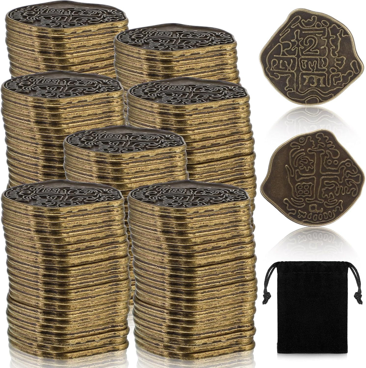 Hanaive 100 Pcs Metal Pirate Treasure Coins - Bronze / Irregular