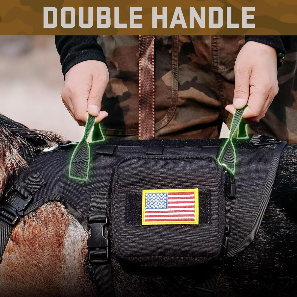 Forestpaw Tactical Dog Harness for Large Dogs, Military, L - S:Chest 17-25",Fit 20-35lbs / Black - image 3