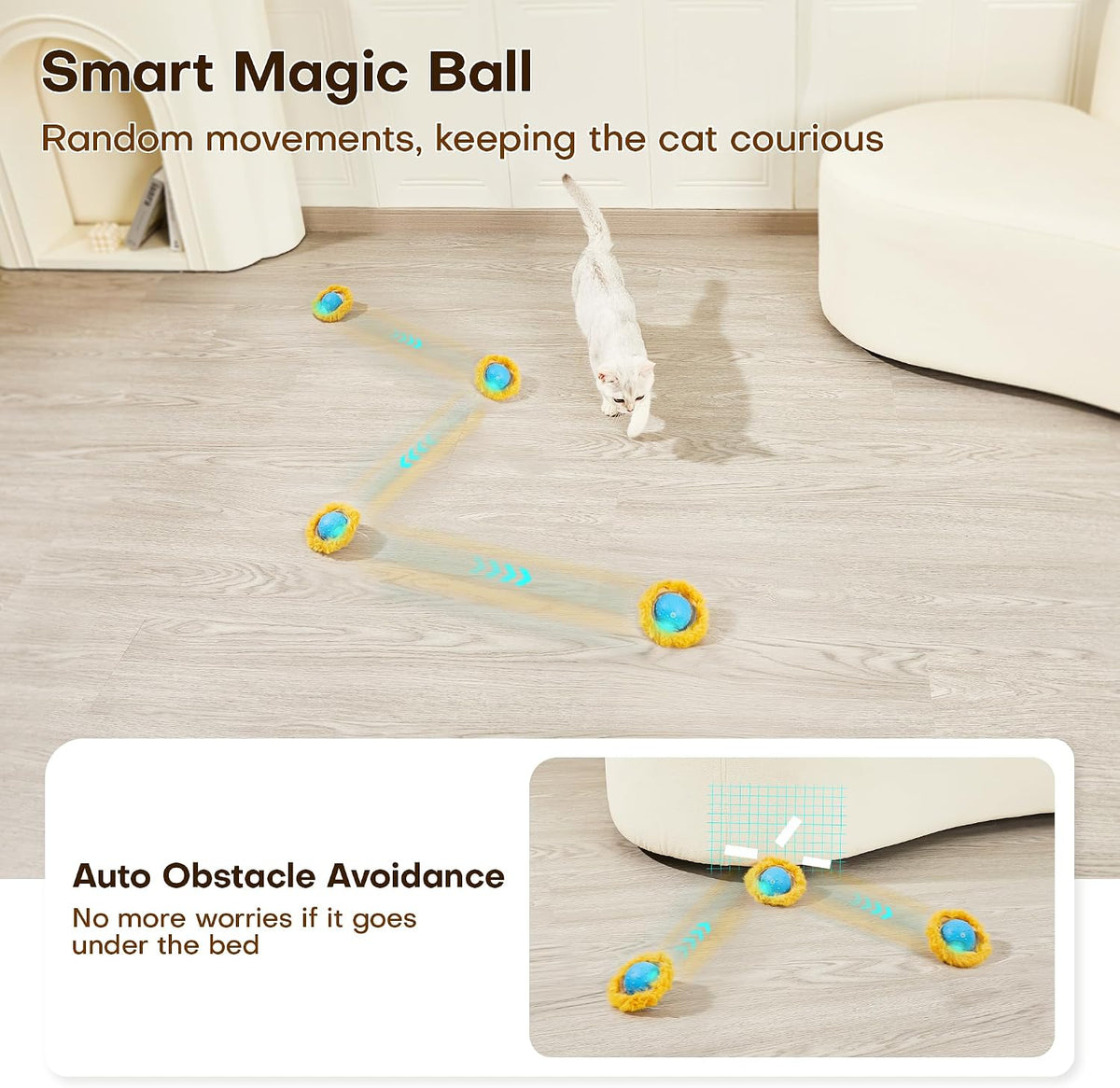 Potaroma Interactive Cat Toys, Fast Moving Ball in Play Mat - image 4