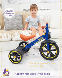 KRIDDO Tricycle for Toddlers 2-5 Years: Rubber Front Wheel - Blue - image 4