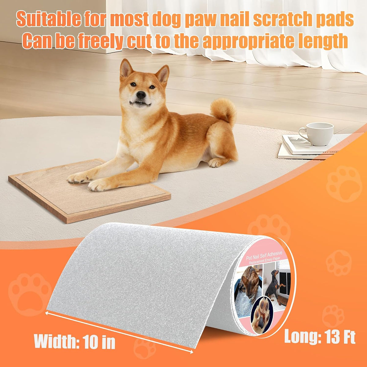 Pet Nail Self Adhesive Replacement Emery Paper - 10in*13ft / Semitransparent - image 2