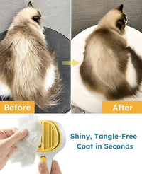 FURGO 3-in-1 Pet Steam Brush for Dogs & Cats – Reduces Static, Replaceable Heads, One-Touch Hair Ejection, Dog Spray Brush for Shedding Control(Long&Short)