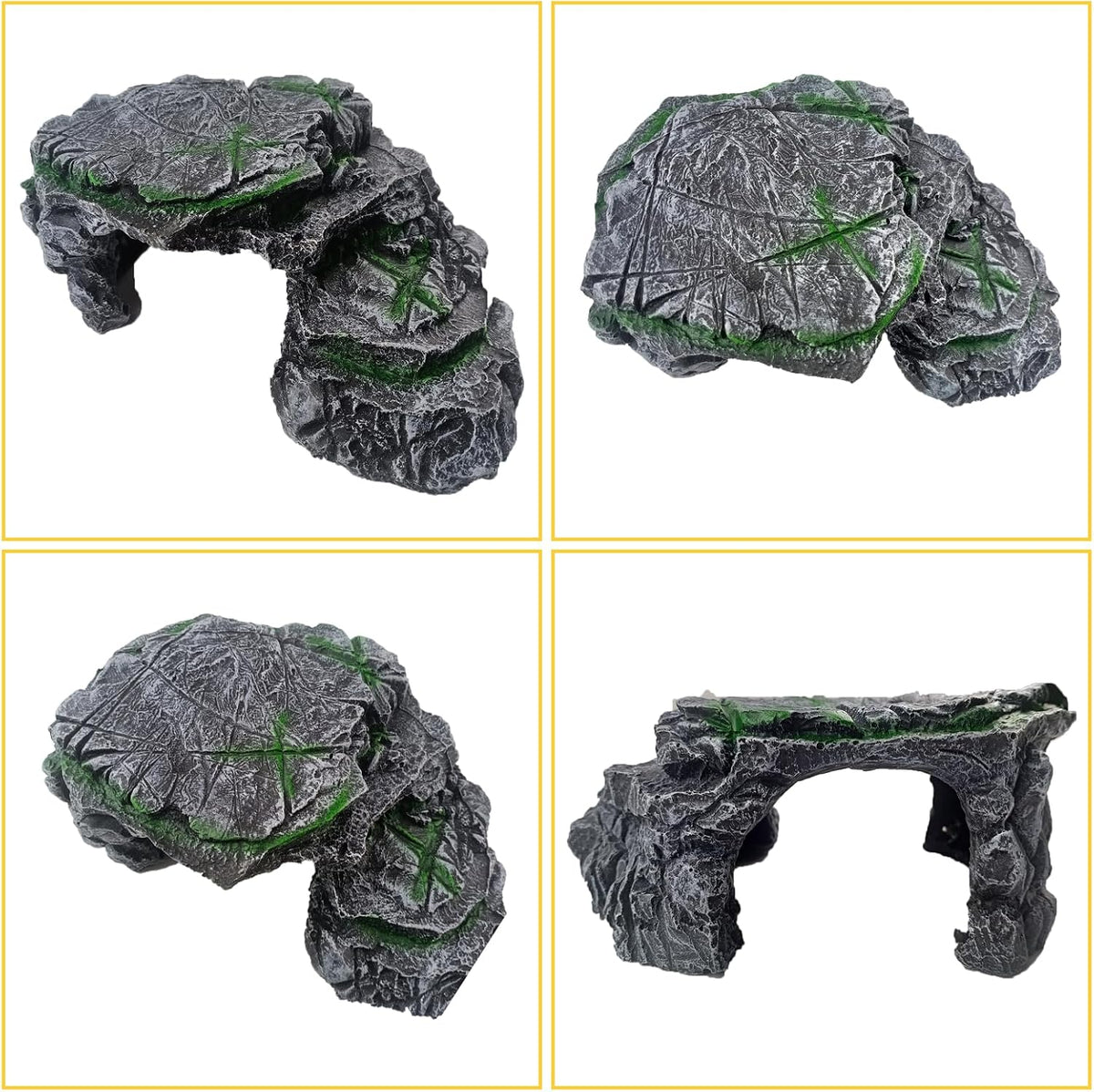 Turtle Basking Platform,Resin Bearded Dragon Basking Platform Reptile Habitat Cave Climbing Ramp - hideout / Gray - image 3