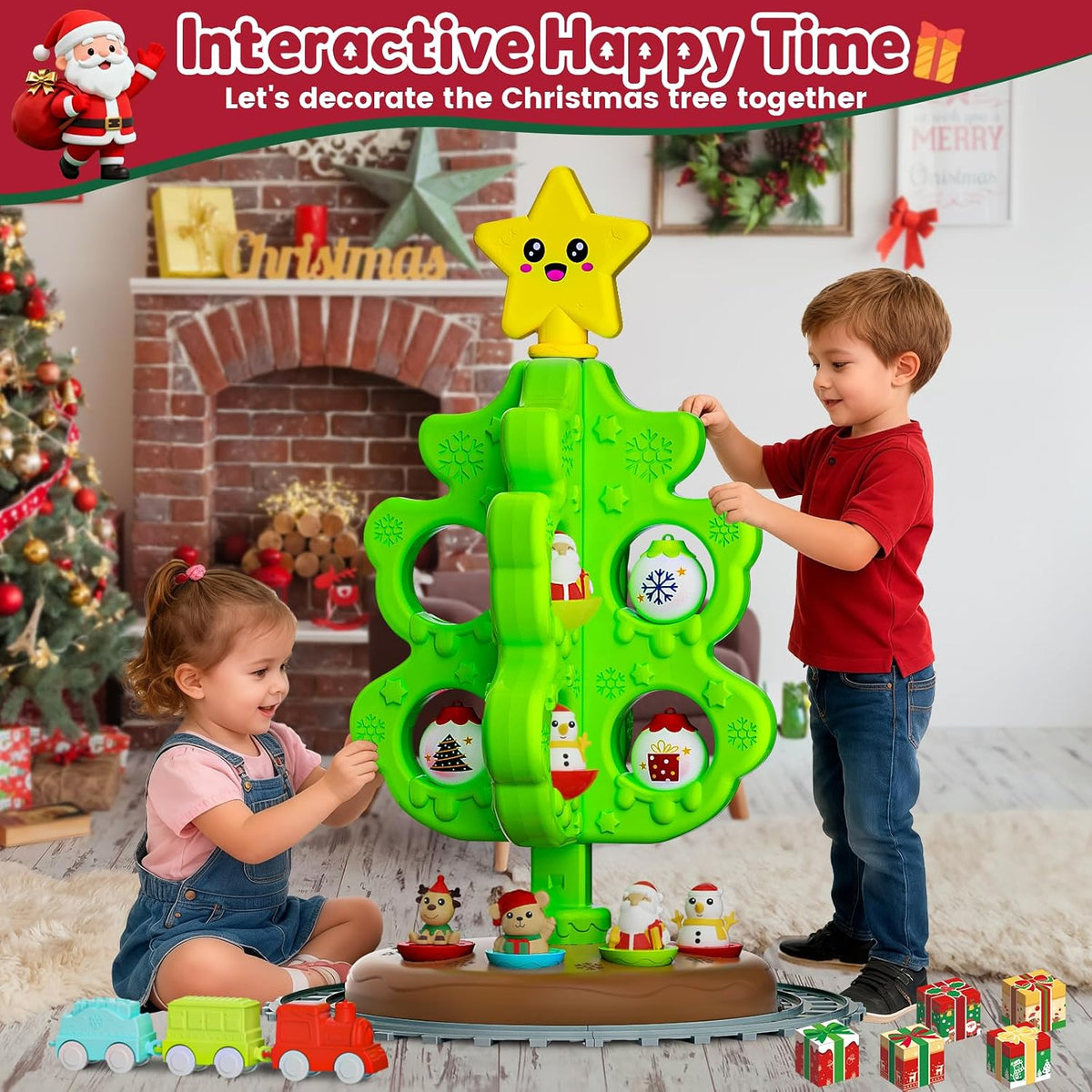 Handwell my first Christmas tree for toddlers with roly poly toys, trains and tracks - view 9